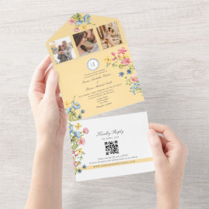 Invitation Tout En Un Mariage de Jardin de Fleurs Sauvages Coloré