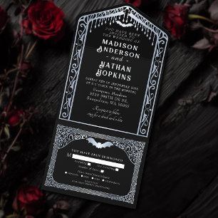 Invitation Tout En Un Mariage de la cathédrale gothique argenté Vampire
