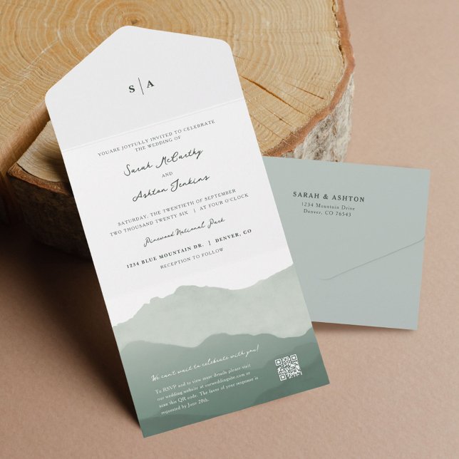 Invitation Tout En Un Mariage de la chaîne de montagnes (Créateur téléchargé)