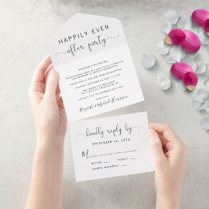 Invitation Tout En Un Mariage de la Fête pour Toujours Heureux Après