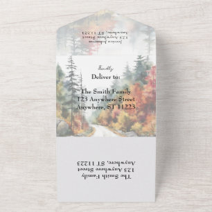 Invitation Tout En Un Mariage de la montagne d'automne