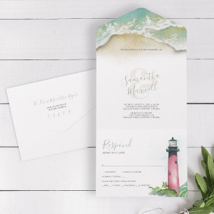 Invitation Tout En Un Mariage De La Plage Du Phare De Jupiter En Floride