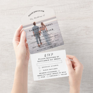 Invitation Tout En Un Mariage de la typographie photographique moderne