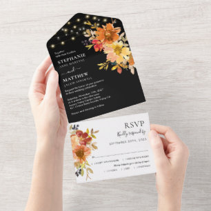 Invitation Tout En Un Mariage de l'aquarelle d'automne