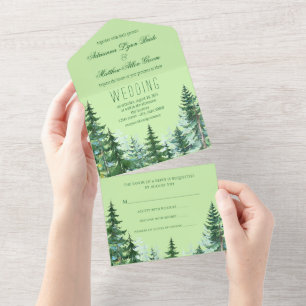 Invitation Tout En Un Mariage de l'arbre de l'aquarelle
