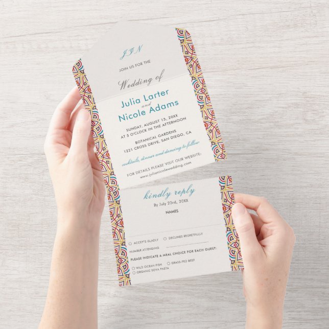 Invitation Tout En Un Mariage de luxe géométrique (Déchirure)