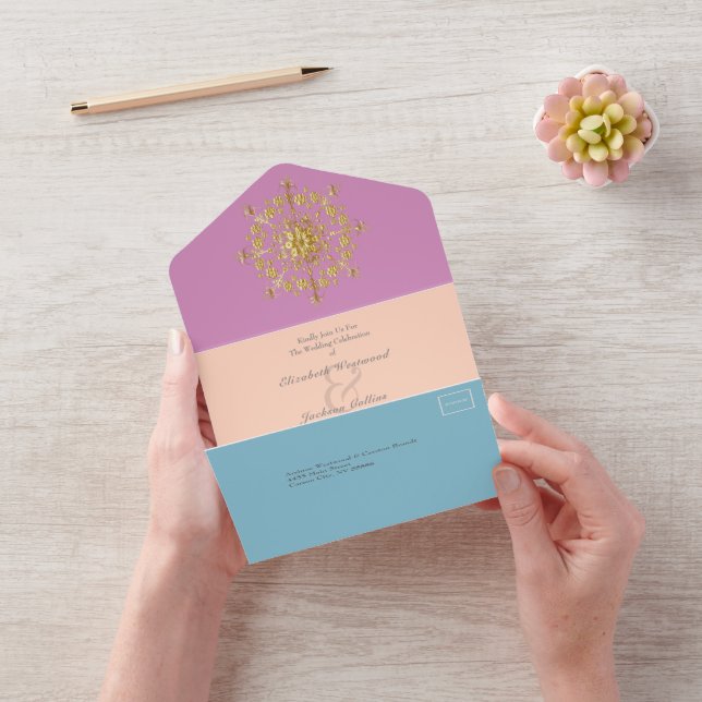Invitation Tout En Un Mariage de Mandala d'or d'été (Vidéo)