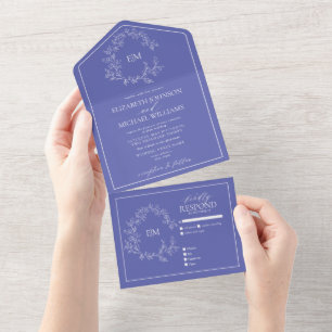 Invitation Tout En Un Mariage de monogramme de poitrine feuillue