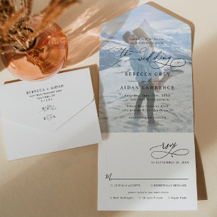 Invitation Tout En Un Mariage de monogramme photo moderne