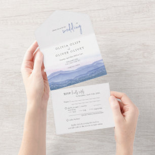 Invitation Tout En Un Mariage de Montagnes violettes