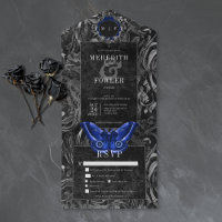 Mariage de Nuit Gothique Bleu Filigrane Papillon d
