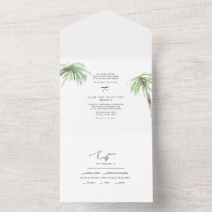 Invitation Tout En Un Mariage de palme tropical
