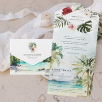 Mariage de plage de palmiers tropicaux