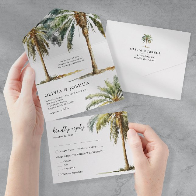 Invitation Tout En Un Mariage de plage tropicale estivale (Créateur téléchargé)
