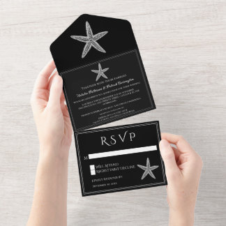 Invitation Tout En Un Mariage de poisson étoilé noir