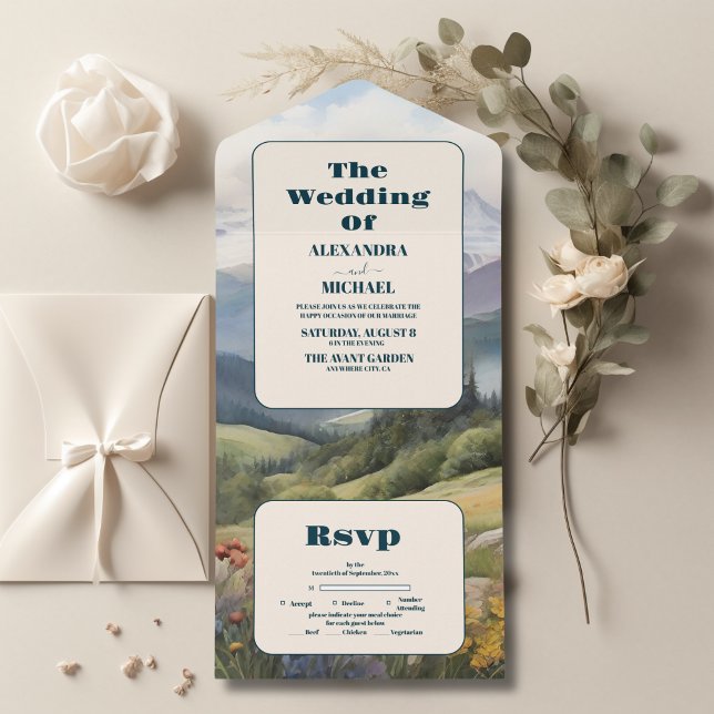 Invitation Tout En Un Mariage de prairie rustique (Créateur téléchargé)