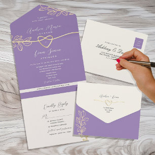 Invitation Tout En Un Mariage de printemps violet