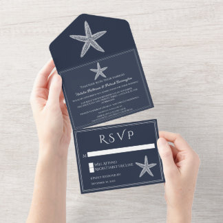 Invitation Tout En Un Mariage de Starfish de la marine
