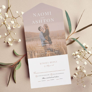 Invitation Tout En Un Mariage de superposition brossé