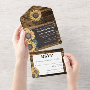 Invitation Tout En Un Mariage de tournesol rustique
