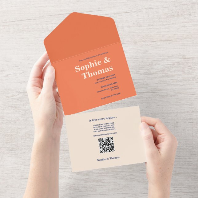 Invitation Tout En Un Mariage de typographie moderne Bold (Déchirure)