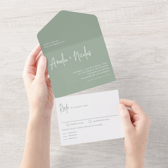 Invitation Tout En Un Mariage de Typographie Moderne Écriture Manuscrite (Déchirure)