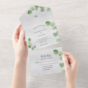 Invitation Tout En Un Mariage de verdure d'eucalyptus argenté