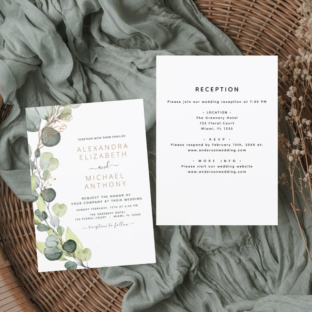 Invitation Tout en un Mariage de verdure Eucalyptus (Créateur téléchargé)