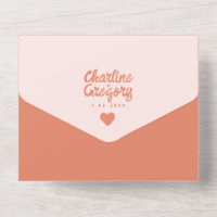 Mariage d'écriture manuscrite rose et rouge rétro