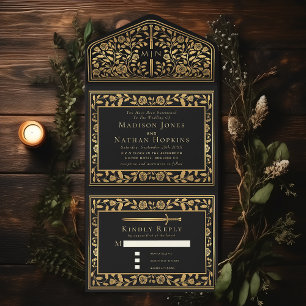 Invitation Tout En Un Mariage d'épée médiévale noire