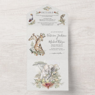 Invitation Tout En Un Mariage des animaux de la jungle tropicale