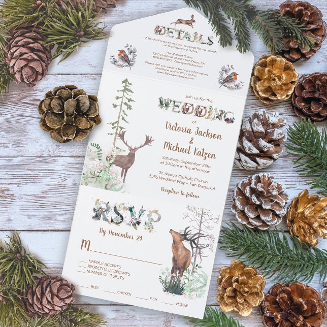 Invitation Tout En Un Mariage des animaux forestiers (Créateur téléchargé)