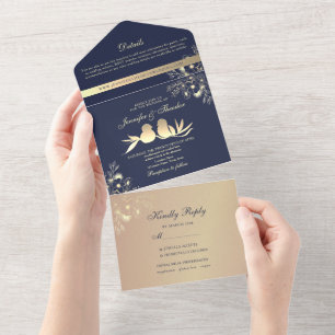 Invitation Tout En Un Mariage des Oiseaux
