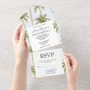 Invitation Tout En Un Mariage des palmiers tropicaux