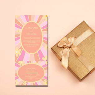 Invitation Tout En Un Mariage des tonalités à thème des années 70 Super