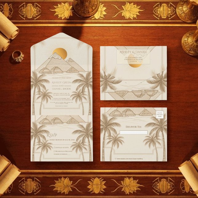 Invitation Tout En Un Mariage Destination Pyramides De Gizeh Egypte (Créateur téléchargé)