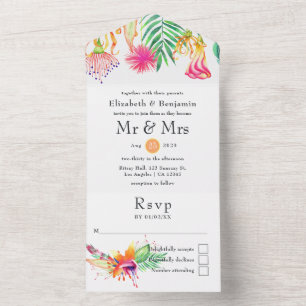 Invitation Tout En Un Mariage d'été tropical floral
