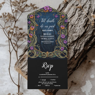 Invitation Tout En Un Mariage d'Halloween gothique Art nouveau