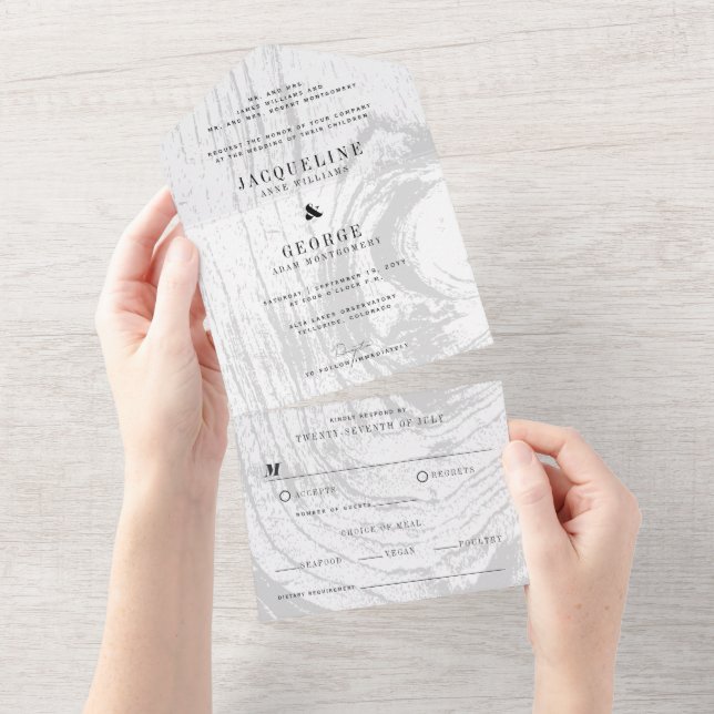 Invitation Tout En Un Mariage d'hiver classique moderne rustique avec mo (Déchirure)
