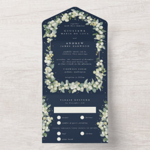 Invitation Tout En Un Mariage d'hiver de la baie des neiges et de l'euca