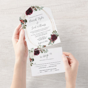 Invitation Tout En Un Mariage d'hiver de Noël élégant