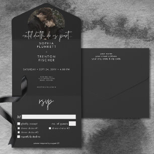 Invitation Tout En Un Mariage Dîner Photo Minimaliste Sombre et Maussade