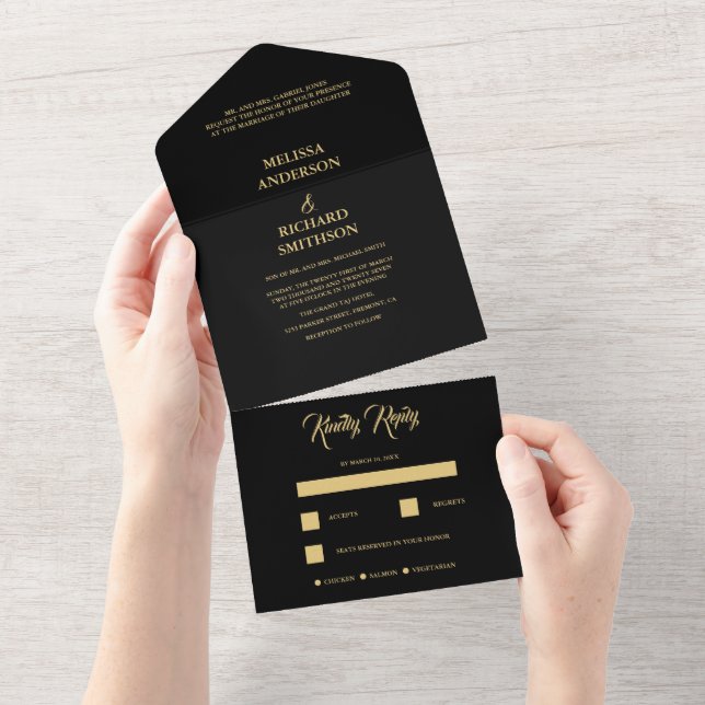 Invitation Tout En Un Mariage d'or (Déchirure)