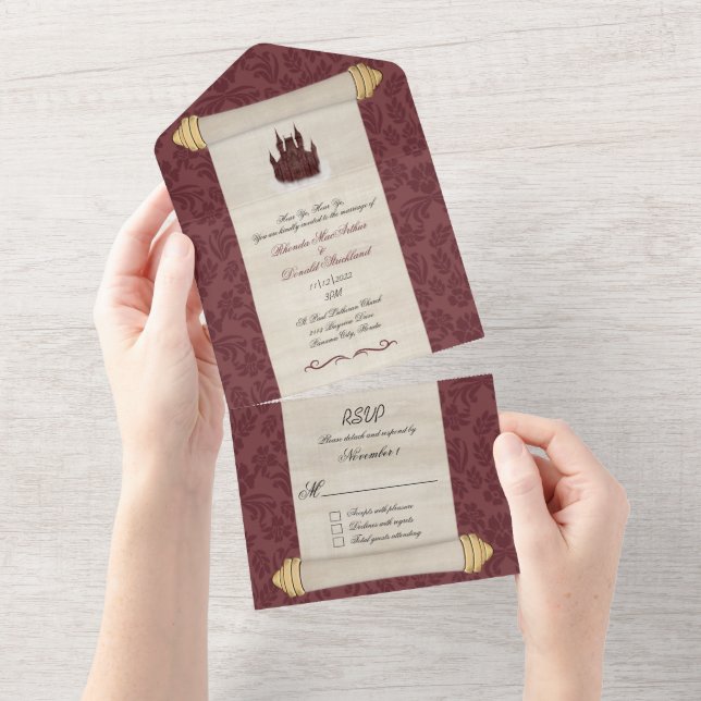 Invitation Tout En Un Mariage du château de Fairytale (Déchirure)