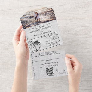 Invitation Tout En Un Mariage du passeport mexicain vert