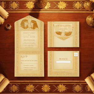 Invitation Tout En Un Mariage Égyptien Antique Roi & Reine