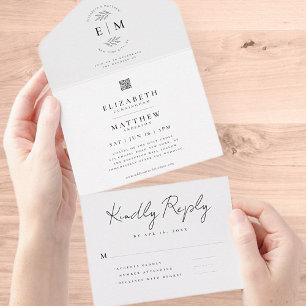 Invitation Tout En Un Mariage Elegant Chic Moderne Simple QR Code