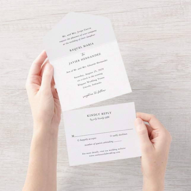 Invitation Tout En Un Mariage Élégant Classique (Déchirure)
