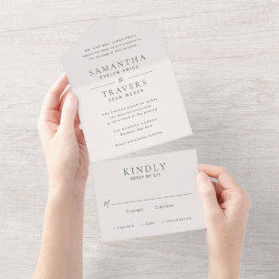 Invitation Tout En Un Mariage Élégant de Traditionnelle Forêt Verte