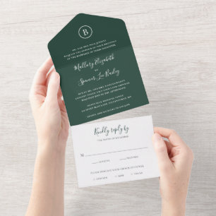Invitation Tout En Un Mariage Élégant de Traditionnelle Forêt Verte